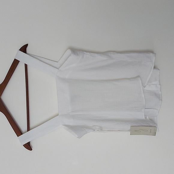 NWT Joie White Cotton Gauze Button Front Wide Strap Tank Top Size Medium - Picture 2 of 6